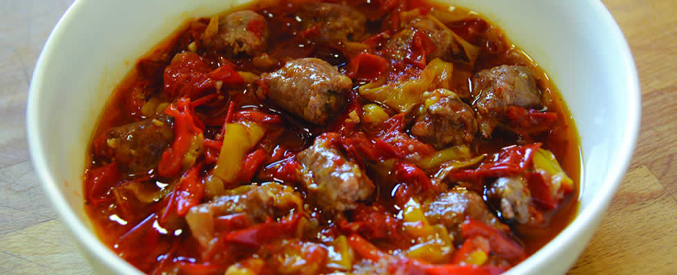 Cornelios and Sausage Peperonata